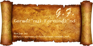 Germányi Ferdinánd névjegykártya